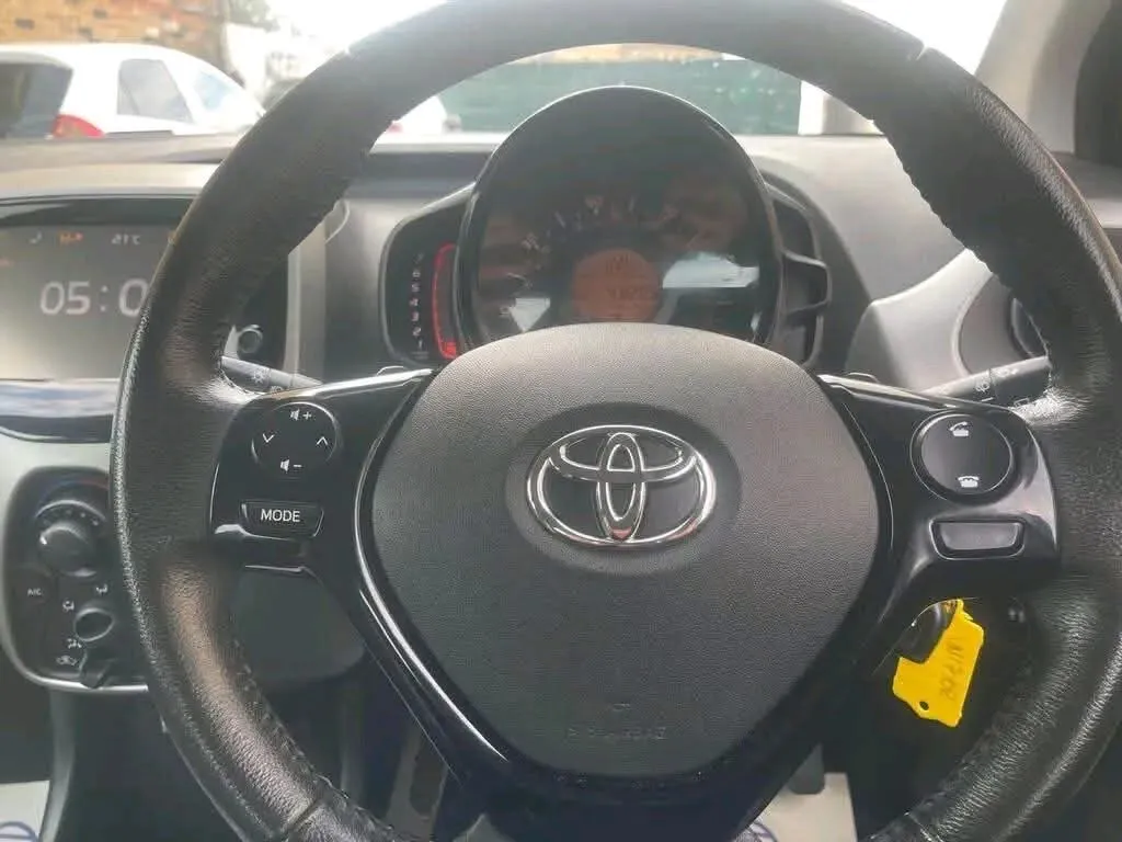 Toyota Aygo leather-trimmed steering wheel with audio and phone controls