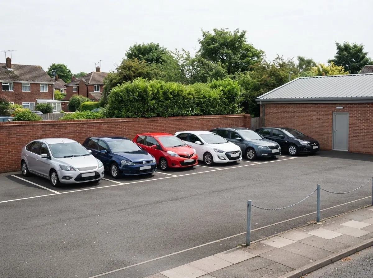 Cars parked on the forecourt